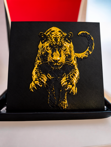 3D-Wandrelief eines Tigers als handgefertigtes Unikat aus Wuppertal